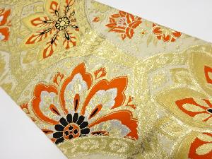 アンティーク　唐花に菊模様織出し袋帯（材料）